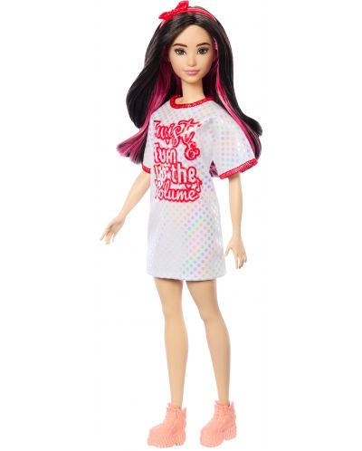 Кукла Barbie Fashionistas 214 - С бяло-червена тениска - 1